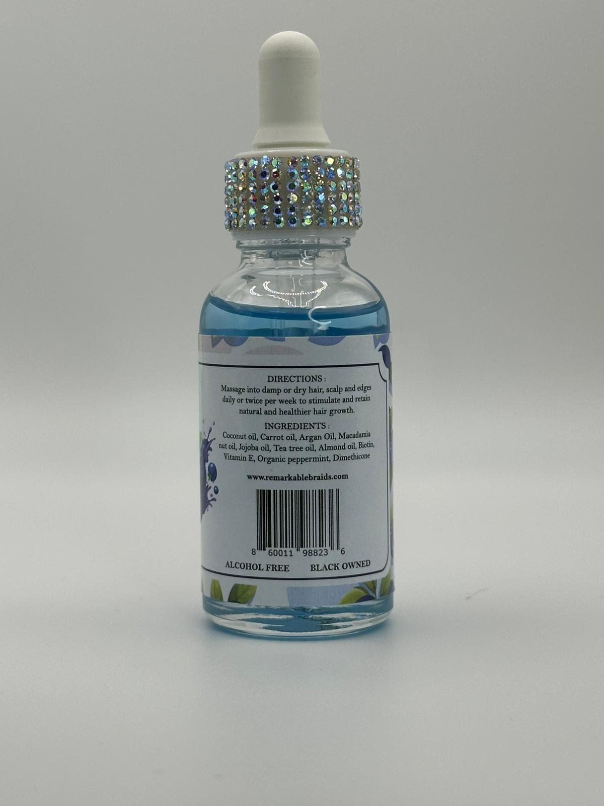 Clear bottle with dropper and decorative cap on a gray background